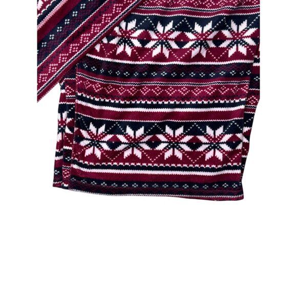 Nautica Womens Size XXL 2X Pajama Set Nordic Print Cotton Blend Red Navy Fleece - Picture 9 of 16